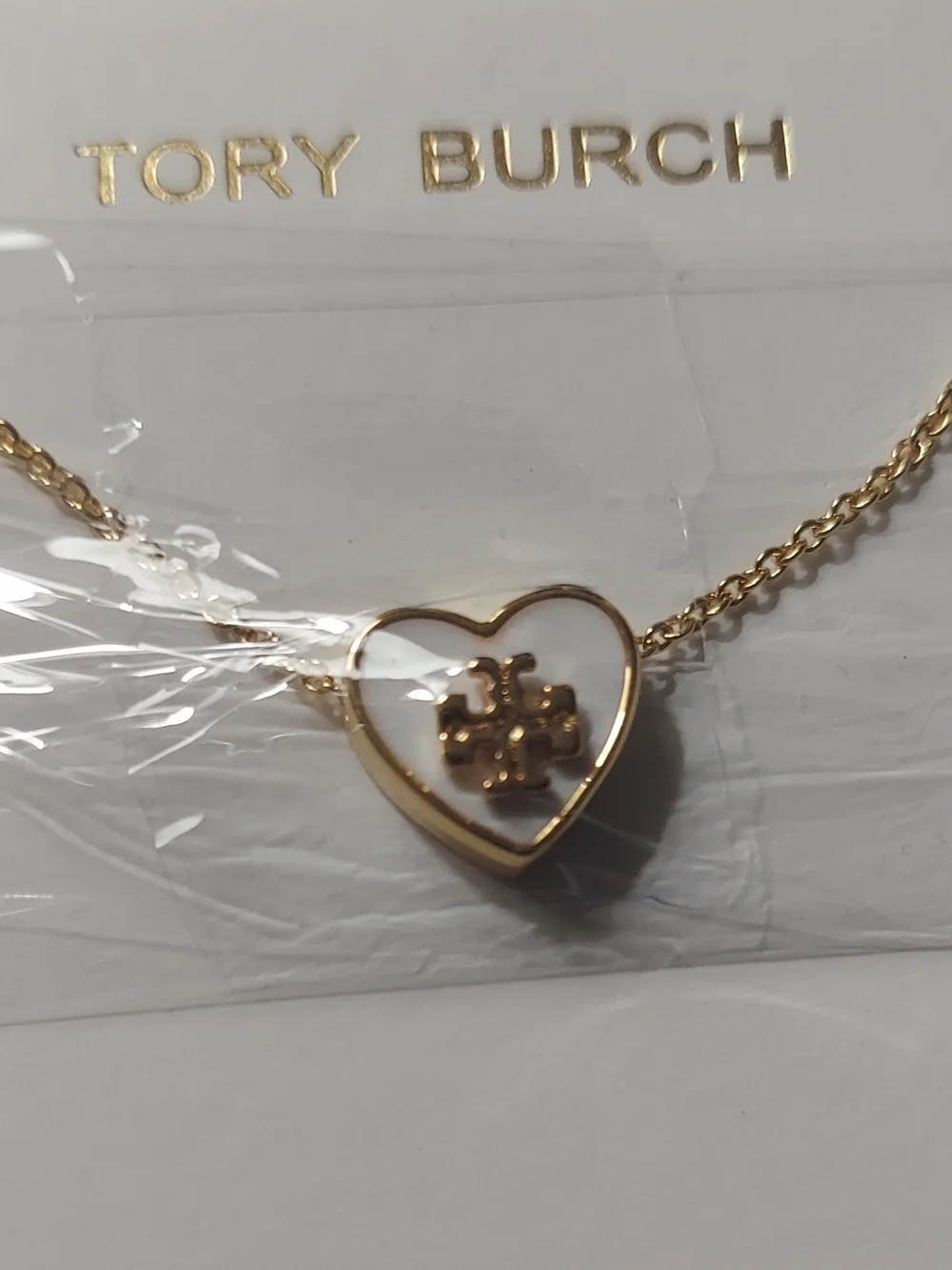 Tory Burch Gold Heart Logo Necklace